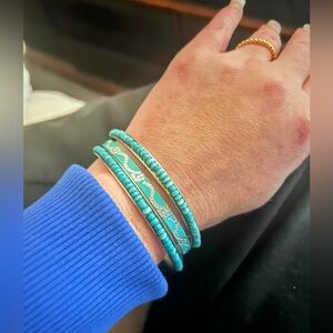 Three Separate Silver & Turquoise Bangles